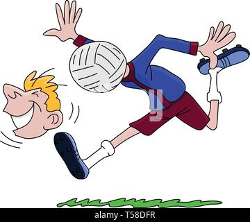 Mann denken nichts als Fußball cartoon Vector Illustration Stock Vektor