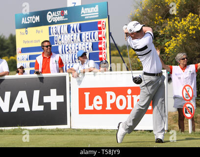 GUYANCOURT, Frankreich, Juli 03, 2015: Daniel Woltman (USA) Während der dritten Runde der French Open, europäischen Golftour, Juli 03, 2015 Am Golf Stockfoto