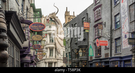 Die Winkelgasse im Harry Potter Land, Universal Studios Theme Park in Orlando, Florida Stockfoto