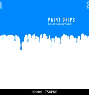 Blue paint Splatter. Horizontale tropft nahtlose Dekoration Textur. Vector Illustration Stock Vektor