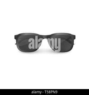 Elegante schwarze Sonnenbrille mit klaren Gläsern. Vector Illustration auf weißem Hintergrund Stock Vektor