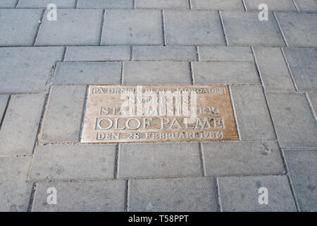 Das Denkmal für die ermordeten schwedischen Ministerpräsidenten Olof Palme. Stockfoto