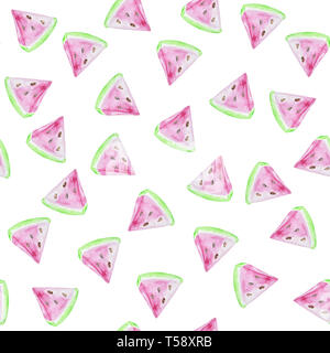 Nahtlose Wassermelonen Muster. Hintergrund mit Aquarell Wassermelone. Stockfoto