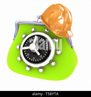 Schutzhelm auf der Tasche sicher Stockfoto