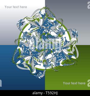 Dekorative ornament kombiniert komplizierte fließenden Elemente in der Form eines Kleeblatt und geometrischen Hintergrund. Können Sie als Vorlage für die Grußansage verwendet werden, Stock Vektor