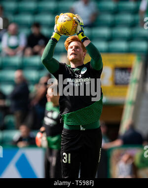 Ladbrokes schottischen Premiereship - Hibernian v Celtic. Easter Road Stadium, Edinburgh, Midlothian, Großbritannien. 21.04.2019. Bild zeigt: Ungarisch Hibs" goalkee Stockfoto