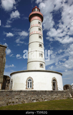 Pointe tun St Mathieu Leuchtturm, Finisterre, Bretagne, Frankreich. Stockfoto