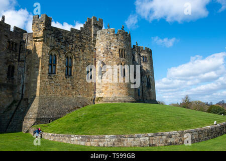 Die wichtigsten von der inneren Bailey in Alnwick Castle in Northumberland, England, UK Halten Stockfoto