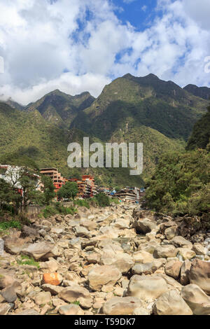 Blick auf Aguas Calientes, Peru Stockfoto