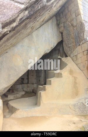 Bis auf die Struktur von Machu Picchu Ruinen schließen, Peru Stockfoto