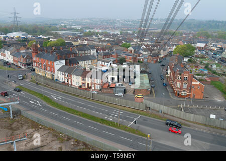 Der Blick über Pille, Newport, South Wales, UK aus Teil weg, bis die Städte Transporter Bridge. Stockfoto