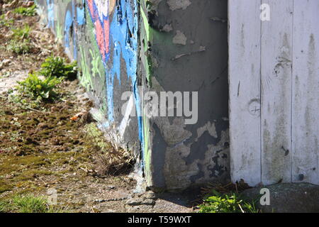 Graffiti Industrie Berndorf alt Maschinen Stockfoto