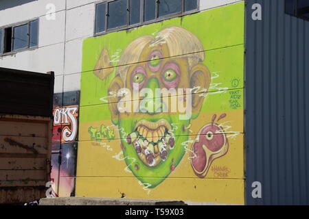 Graffiti Industrie Berndorf alt Maschinen Stockfoto