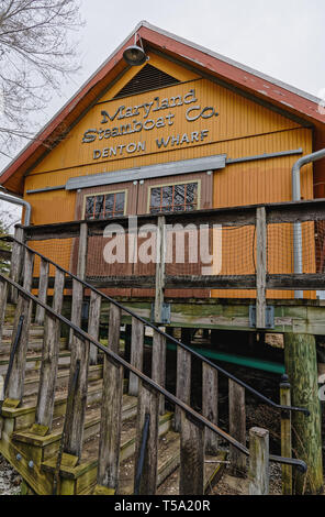 Denton, MD - April 5, 2019: Dies ist eine Replik des Gebäudes der Maryland Steamboat Company auf der Choptank River und ist eine Haltestelle entlang der Harriet Tubma Stockfoto