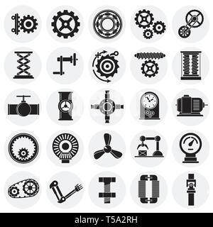 Technische Mechanismen Symbole auf Kreise Hintergrund für Grafik- und Webdesign. Einfachen Vektor unterzeichnen. Internet Konzept Symbol für Website Taste oder Stock Vektor