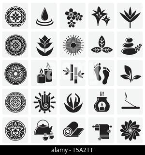 Yoga ähnliche Symbole auf Plätzen Hintergrund für Grafik- und Webdesign. Einfachen Vektor unterzeichnen. Internet Konzept Symbol für Website Taste oder mobile App. Stock Vektor