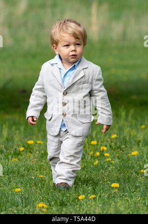 Little Boy in Ostern Anzug Stockfoto