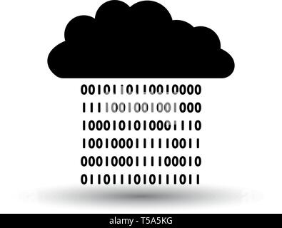 Cloud Data Stream Symbol. Schwarz auf weißem Hintergrund mit Schatten. Vector Illustration. Stock Vektor