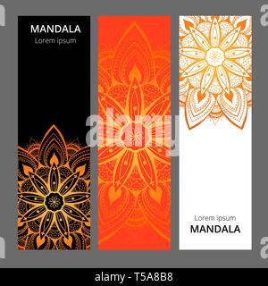 Indische floral Paisley Medaillon Banner. Ethnische Mandala Ornament. Für textile verwendet werden können, Grußkarte, Malbuch, Phone Case drucken. Stock Vektor