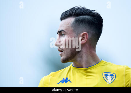 BRENTFORD, ENGLAND - 22. April: Jack Harrison von Leeds United schaut während der Sky Bet Championship Match zwischen Brentford und Leeds United bei Griffin Park am 22. April 2019 in Brentford, England. (Foto von Sebastian Frej/MB Medien) Stockfoto