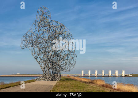 Bügeleisen Statue des Menschen auf der Damm in Lelystad, Niederlande Stockfoto