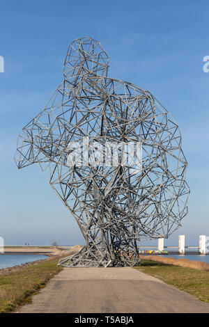 Bügeleisen Statue des Menschen auf der Damm in Lelystad, Niederlande Stockfoto