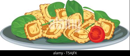 Italienische Pasta mit Spinat Symbol. Cartoon von italienische Pasta mit Spinat vektor Symbol für Web Design auf weißem Hintergrund Stock Vektor