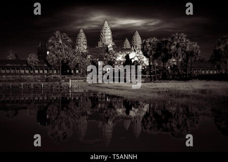 Angkor Wat Schwarz & Weiß Stockfoto