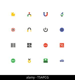 Marketing- und Shopping-bunten Material Design Icons einstellen Stock Vektor