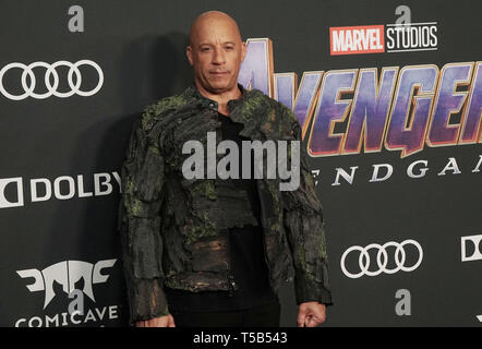 Los Angeles, USA. 22 Apr, 2019. Vin Diesel 067 besucht die Weltpremiere von Walt Disney Studios Motion Pictures Avengers Endgame im Los Angeles Convention Center am 22. April 2019 in Los Angeles, Kalifornien. Credit: Tsuni/USA/Alamy leben Nachrichten Stockfoto