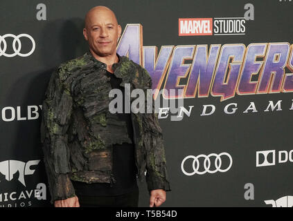 Los Angeles, USA. 22 Apr, 2019. Vin Diesel 105 besucht die Weltpremiere von Walt Disney Studios Motion Pictures Avengers Endgame im Los Angeles Convention Center am 22. April 2019 in Los Angeles, Kalifornien. Credit: Tsuni/USA/Alamy leben Nachrichten Stockfoto