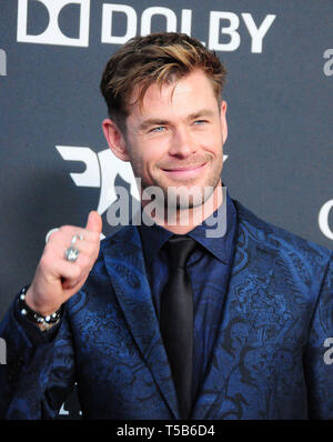 Los Angeles, Kalifornien, USA, 22. April 2019 Schauspieler Chris Hemsworth besucht die Weltpremiere von "Marvel Studios" Avengers: Endgame' am 22. April 2019 im Los Angeles Convention Center in Los Angeles, Kalifornien, USA. Foto von Barry King/Alamy leben Nachrichten Stockfoto