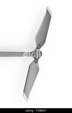 Angehängte drone Propeller auf weissem, Beschneidungspfade isoliert im Lieferumfang enthalten Stockfoto