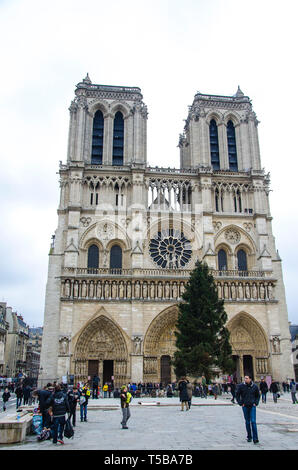 Mittelalterliche Kathedrale auf der Île de la Cité im 4. arrondissement von Paris Stockfoto