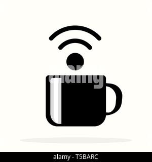 Poster mit Tasse Kaffee und Text kostenloses Wlan für Street Cafe. Anmelden kostenloses Wlan Bereich Zeichen auf eine Tasse Kaffee. Vector Illustration eps 10. Stock Vektor