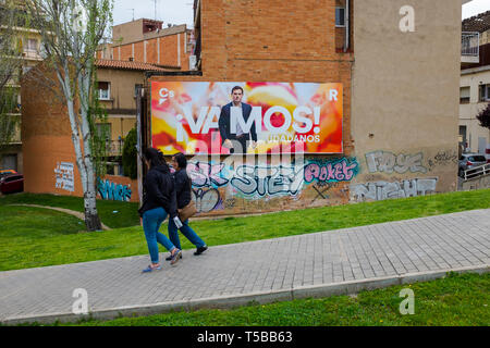 Vamos! Albert Rivera, Führer der Bürgerinnen und Bürger, rechten liberalen Partei. Sant Cugat del Valles, Barcelona, im Vorfeld der allgemeinen Wahlen, Spanien, die ta Stockfoto