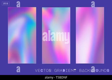 Abstrakte modernen pastellfarbenen holographische Vektor Gradient Hintergründe im 80er Jahre Stil. Synthwave. Vaporwave Stil. Retrowave, retro-Futurismus, webpunk. M Stock Vektor