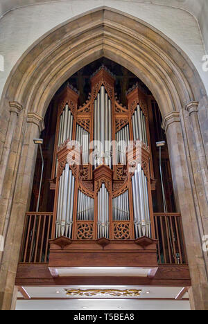 Kirchenschiff Orgelpfeifen von Chelmsford Kathedrale, Chelmsford, Essex, Großbritannien Stockfoto