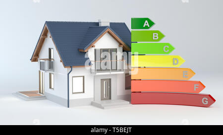 Energieeffizienz - Haus Nr. 9, 3D-Darstellung Stockfoto