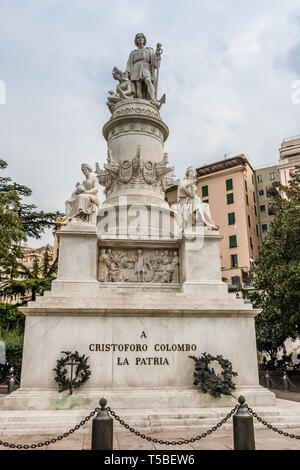 Denkmal von Christoph Kolumbus in Genua Stockfoto