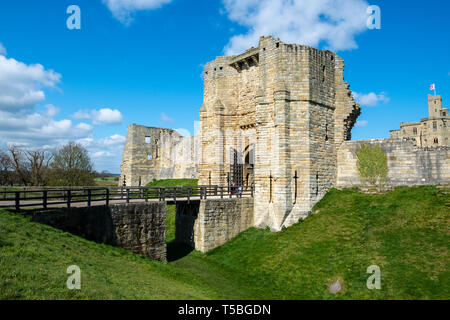 Eingang Torhaus in Warkworth Castle, Warkworth, Northumberland, England, Großbritannien Stockfoto