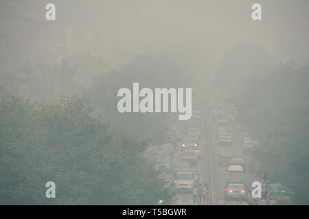 Stau und Smog in Beijing Central Business District Stockfoto