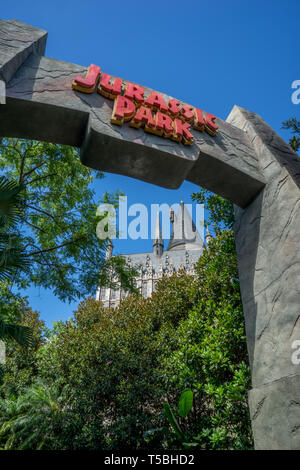 Jurassic Park Attraktion in Insel der Abenteuer, Universal Studios Resort, Orlando, Florida, USA Stockfoto