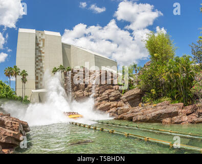 Jurassic Park Attraktion in Insel der Abenteuer, Universal Studios Resort, Orlando, Florida, USA Stockfoto
