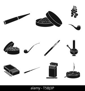Zigarre, Schnupftabak, Blätter, Rohr, Kauen, elektronische, Hookah, Matchbox, Mundstück, Pack, Aschenbecher, Lieferung, Blatt, retro, Sucht, Filter, Bong, Box, Halter, Glas, Landwirtschaft, Holz, Papier, Asche, lang, Kunststoff, klassische, runde, anti, Gewohnheit, Zigaretten, Tabak, Gesundheit, Nikotin, Rauchen, Statistiken, verweigern, Stop, Set, Vector, Icon, Illustration, isoliert, Sammlung, Design, Element, Grafik, Zeichen, Schwarz, einfachen Vektor Vektoren, Stock Vektor