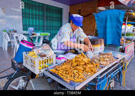 Gebratenen Bananen Stall, Trang, Thailand Stockfoto