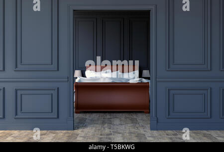 Luxuriöse Schlafzimmer Innenraum in der modernen klassischen Design, 3D-Rendering Stockfoto