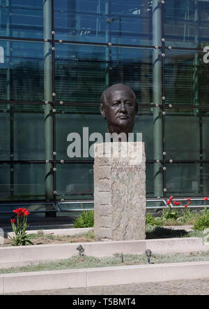 Denkmal für die Väter der Wiedervereinigung, der ehemalige Bundeskanzler Helmut Kohl, der frühere US-Präsident George Bush, der russische Präsident Michail Gorbatschow Stockfoto