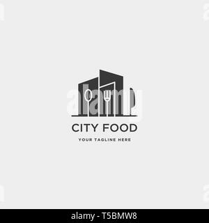 City Food Equipment einfache flache Logo Design Vector Stock Vektor