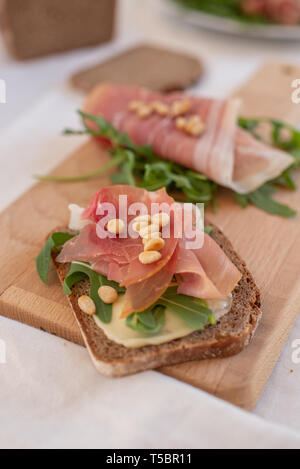 Brot mit Schinken Stockfoto